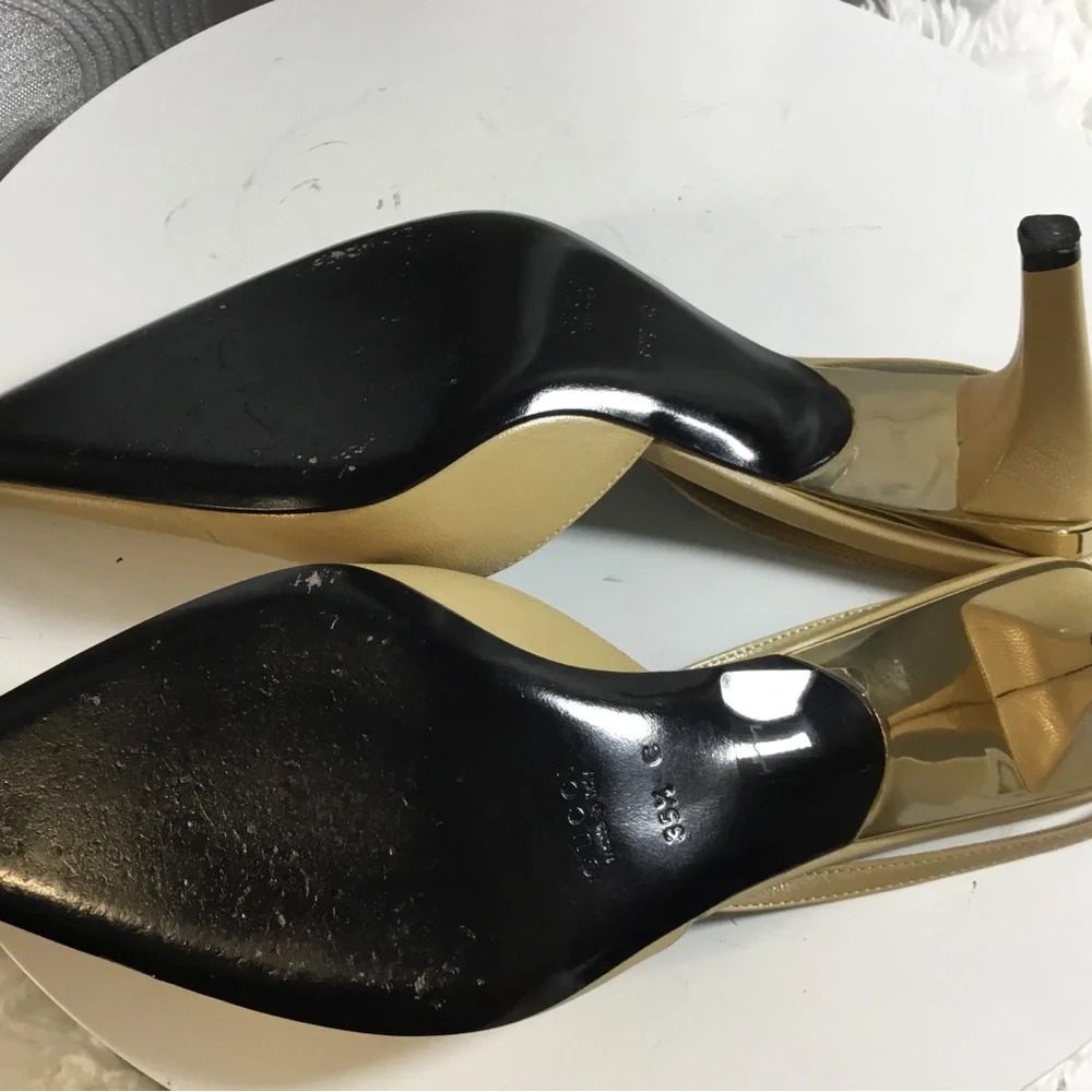 Gucci Leather Pointed-Toe Slingback Pumps - Picture 6 of 8